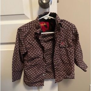 Toddler boy 2T/3T western button up- burgundy colors.